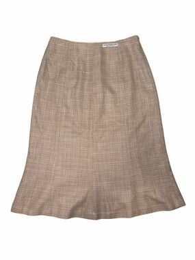 Pendleton Wool Silk Blend Midi Skirt 6 Brown Neutral Made USA Vintage Academia